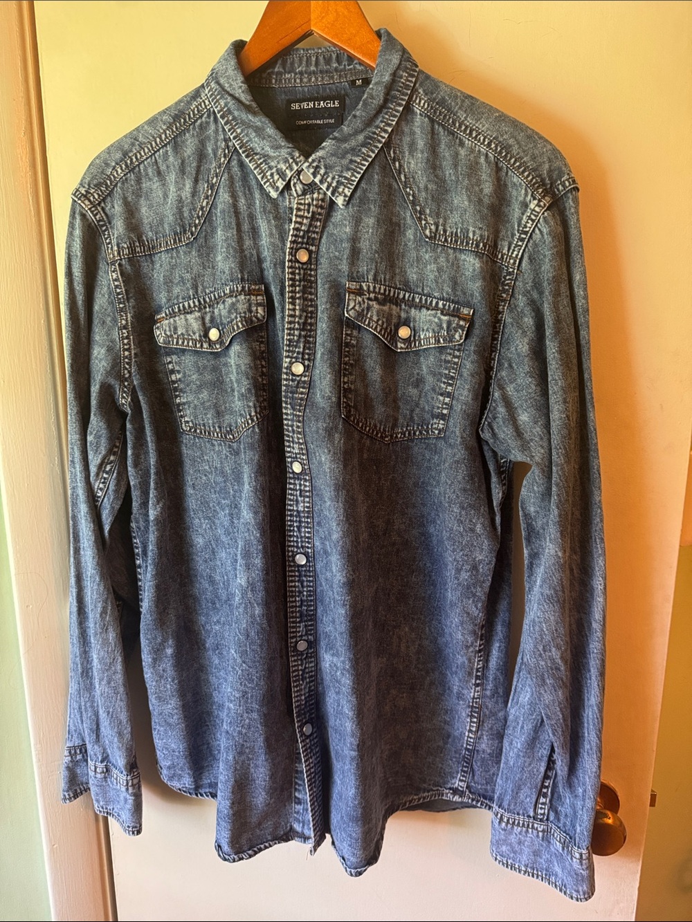 Men's Denim Button-Down Shirt - Washed Blue